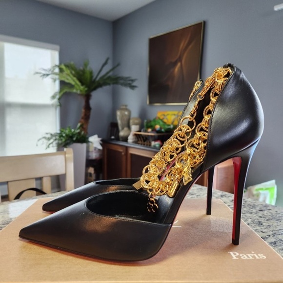 NEW Christian Louboutin Gourmi Pump 100mm Size 40.5 Black Leather - Picture 4 of 11